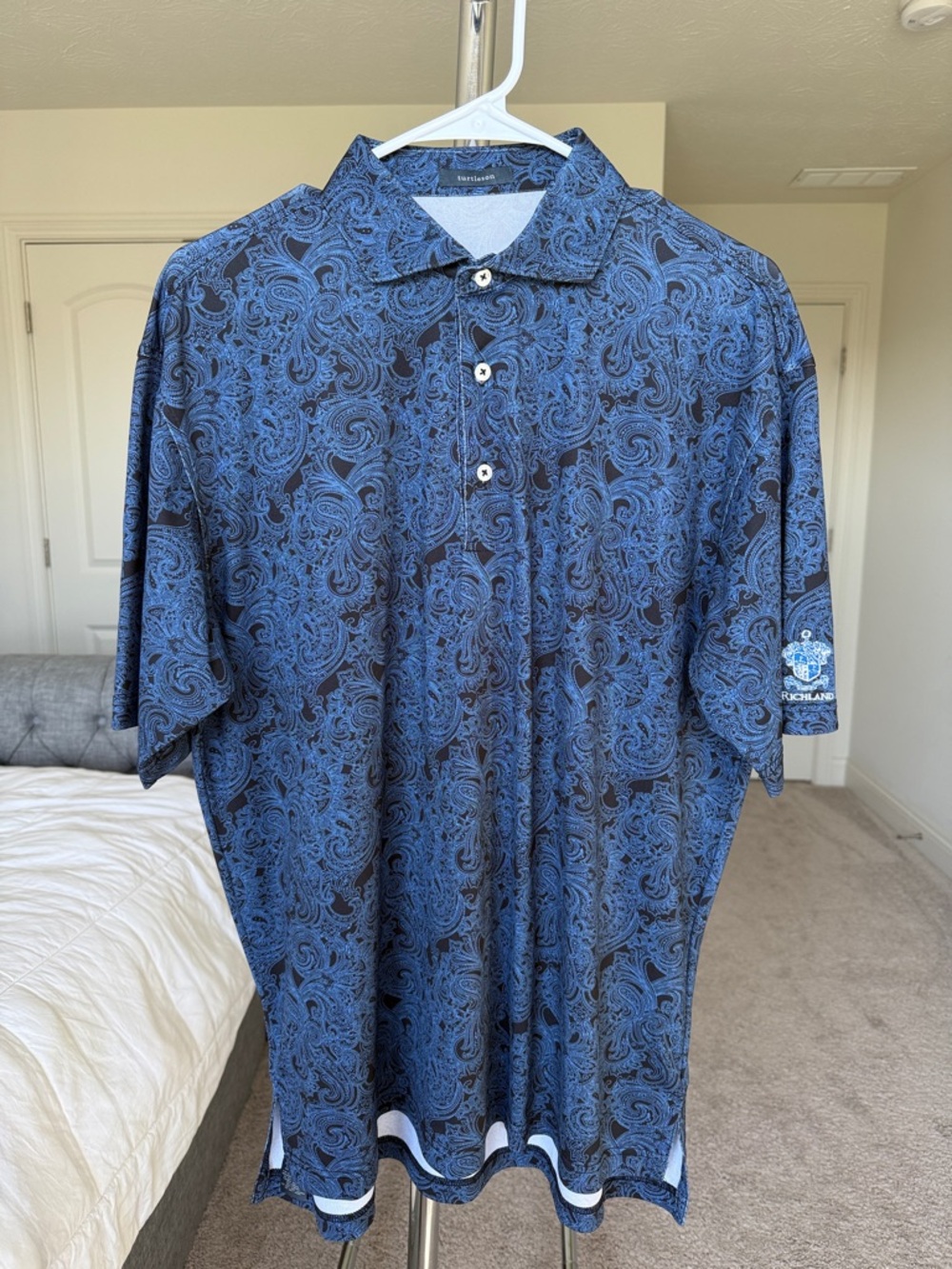 Richland County Club Blue Paisley Short-Sleeve Polo